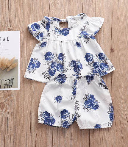 Baby flower top small shorts suit