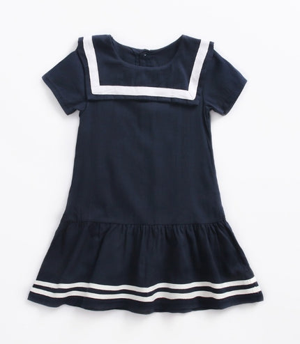 Sanlutoz Girls Clothes Summer Kids Dress For Girl Uniform Short Sleeve Girl Dress Cotton Toddler Fashion Brand New