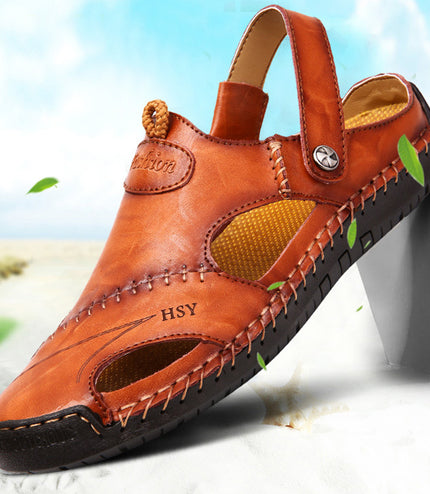 Men's Closed Toe Sandals Summer Adjustable Slides Slippers Fashion Beach Shoes