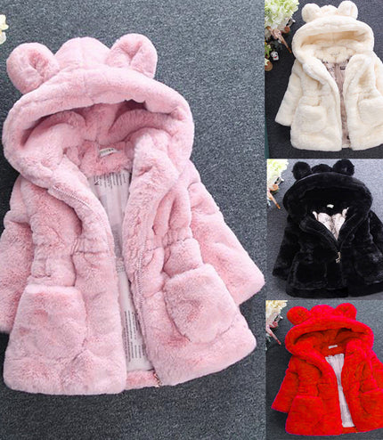 A girl's fur coat for autumn and winter