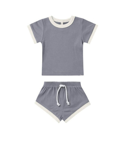 Children's Shorts Sunken Stripe Two-piece Set