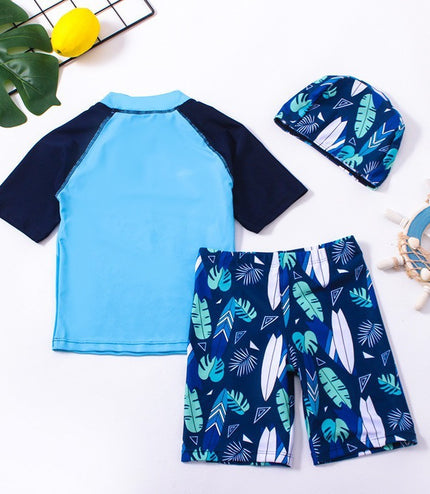 Boys' Two-piece Dinosaur Swimsuit For Middle And Big Children Sunscreen Swimwear