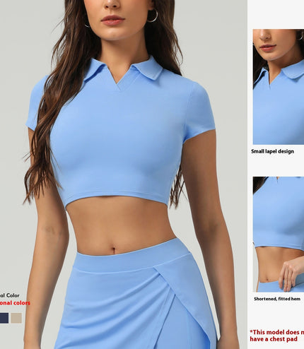 Lapel Short Sleeve Quick-drying Sunscreen Tennis Yoga Clothing Top