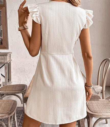 Women's Old Money Style Plain Textured Fabric Cap Sleeve Dress