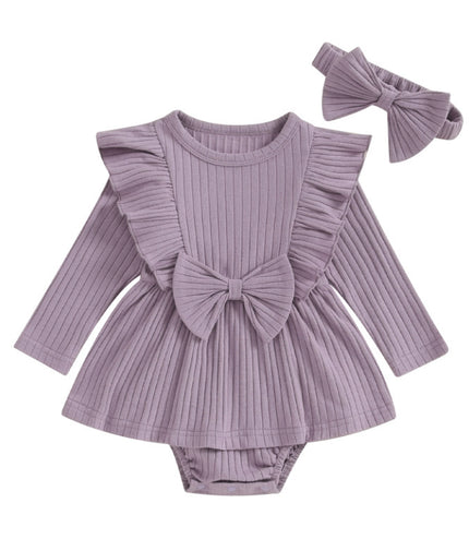 Clothes For Babies Long Sleeve Sunken Stripe Small Skirt