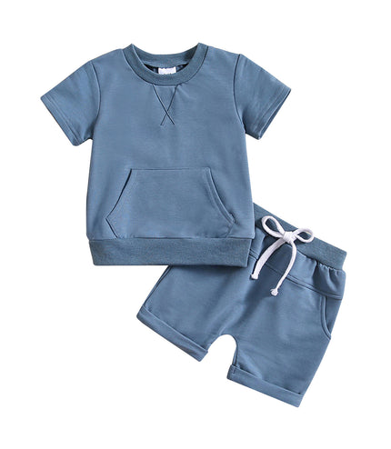Boys And Girls Alphabet Embroidery Two-piece Suit