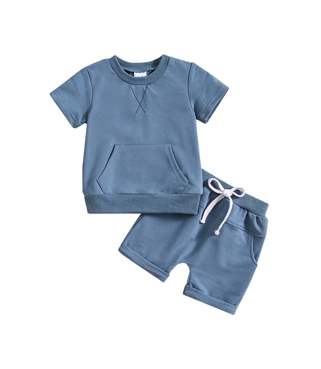 Boys And Girls Alphabet Embroidery Two-piece Suit