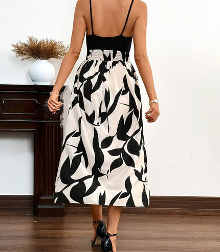 Elegant Floral Print Sleeveless Extra Long High Slit Dress