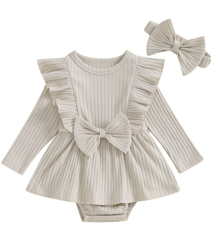 Clothes For Babies Long Sleeve Sunken Stripe Small Skirt