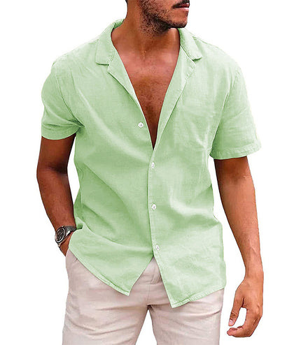 Men's Tops Casual Button Down Shirt Short Sleeve Beach Shirt Summer Mens Clothing