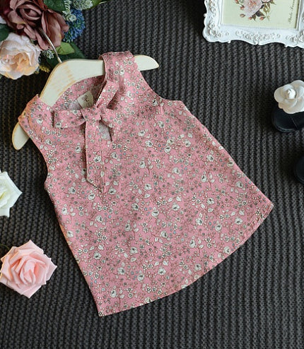 Sleeveless Bow Vest Plus Shorts Set