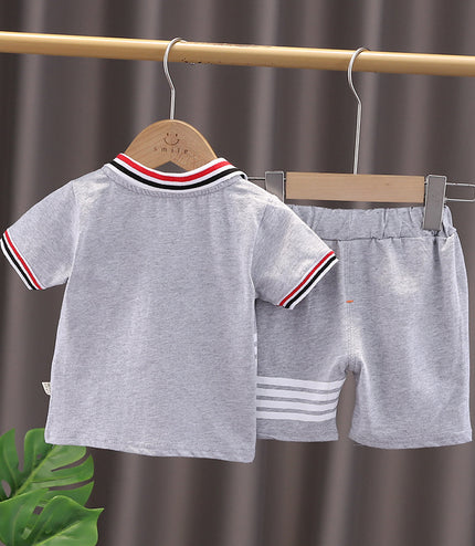 Western Style Boys' Summer Lapels Short Sleeve Two-piece Suit