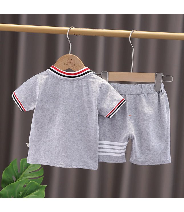 Western Style Boys' Summer Lapels Short Sleeve Two-piece Suit