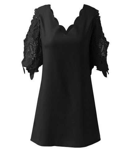 A Swing Top Off-the-shoulder Half Sleeve Dress