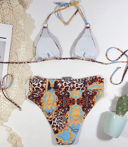 Printed halter bikini