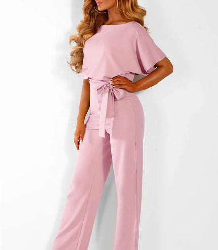 Button short sleeve women's jumpsuit