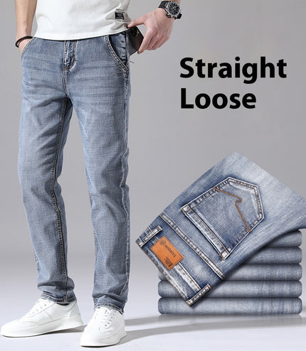 Retro Thin Jeans Straight Loose Casual Trousers Men