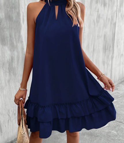Solid Color Keyhole Neck Tank Dress