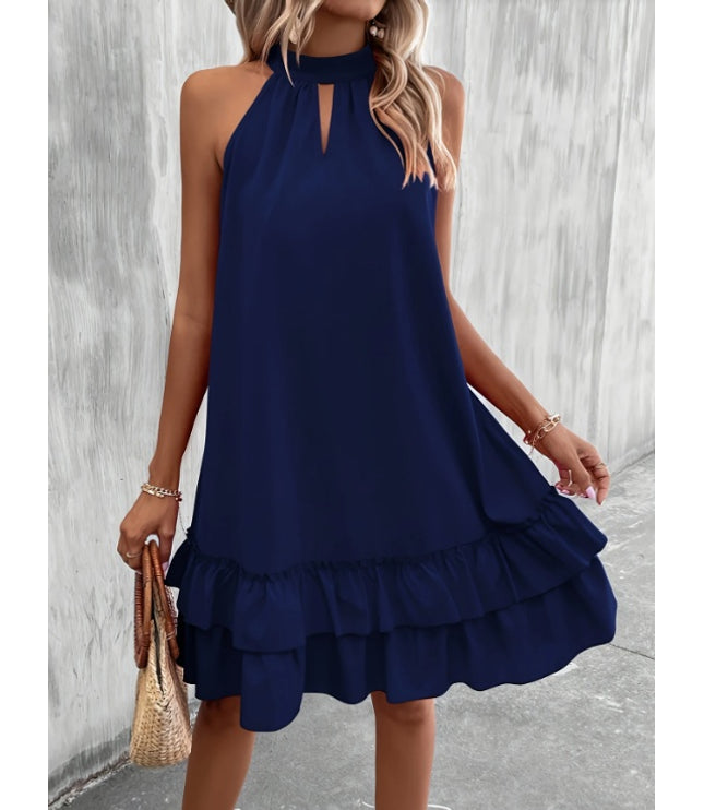 Solid Color Keyhole Neck Tank Dress