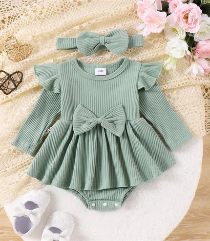 Clothes For Babies Long Sleeve Sunken Stripe Small Skirt