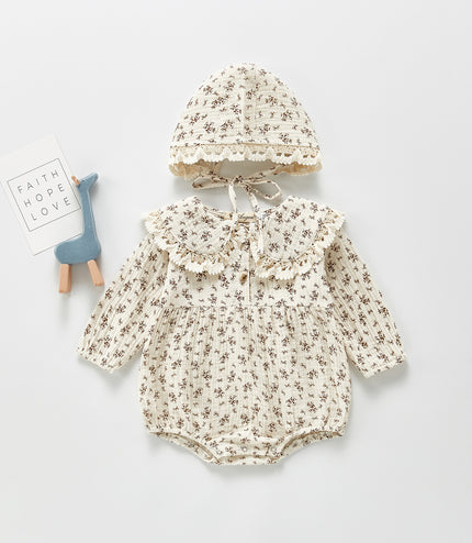 Autumn Baby Clothing Toddler Girls Bodysuits Big Collar Baby Girl Floral Suit Infant One Piece