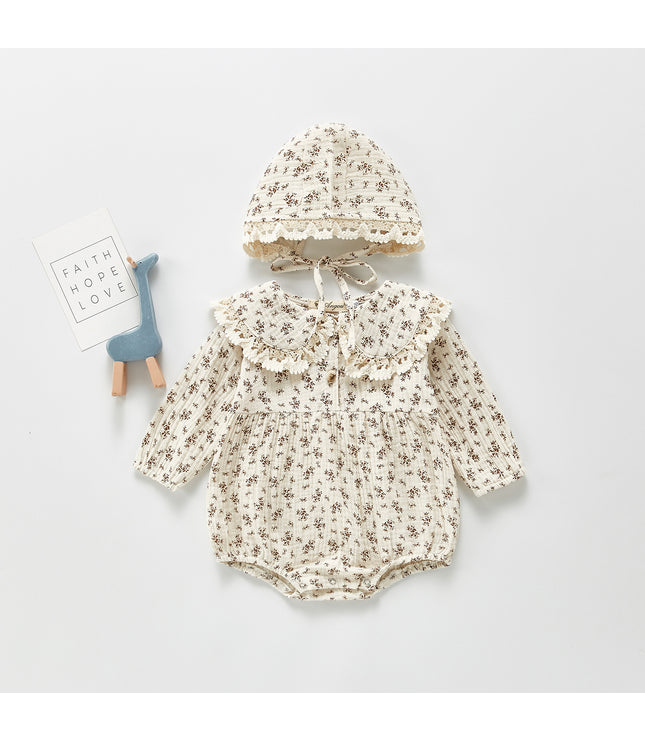 Autumn Baby Clothing Toddler Girls Bodysuits Big Collar Baby Girl Floral Suit Infant One Piece