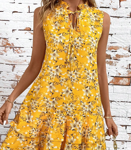 Women's Floral A-Line Sleeveless Vacation Style Dress