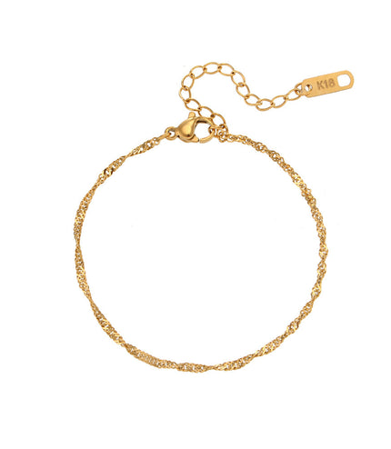 Clavicle Chain Stainless Steel Plated 18K Water Wave Chain Bracelet