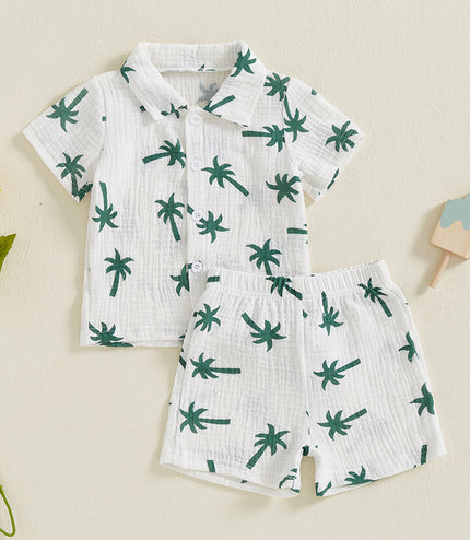 Baby Boy Beach Series Short Sleeve Blouse And Pants