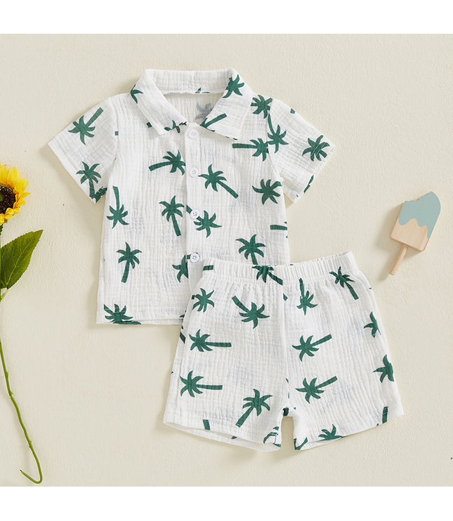 Baby Boy Beach Series Short Sleeve Blouse And Pants