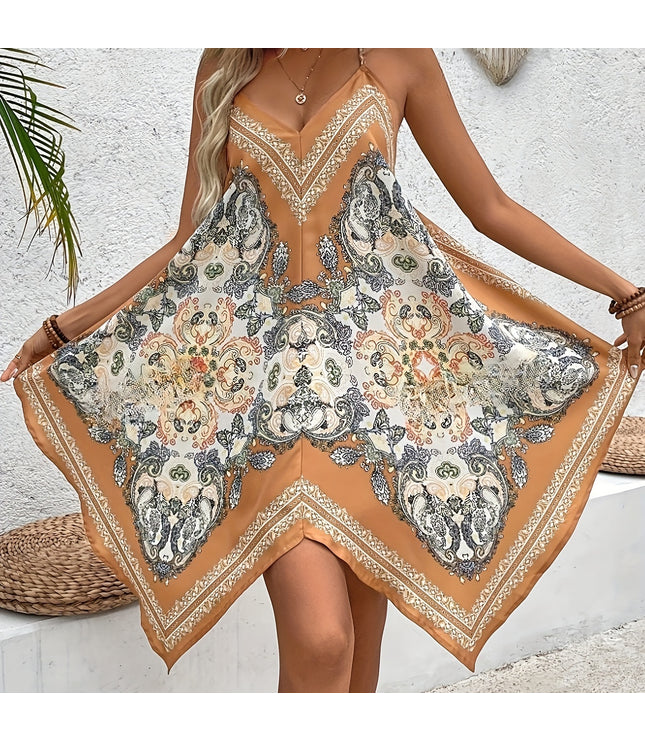 Printed V-neck Camisole Dress