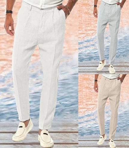 Linen Pants Straight Pure Color Comfort Outdoor Leisure