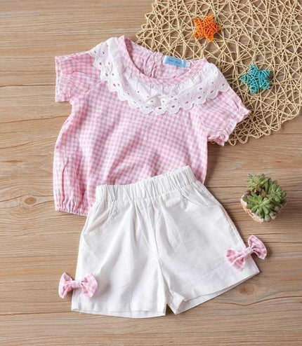 Summer Children Clothes Big Bow T-Shirt Shorts Clothing Set