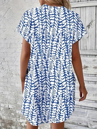 Short Sleeve Printed Pocket Dress