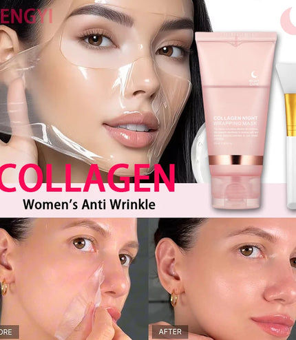 5PC Korean Collagen Wrapping Peel Off Facial Mask Elasticity Hydration