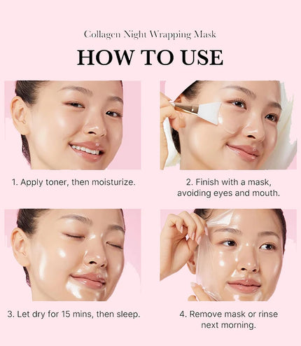 5PC Korean Collagen Wrapping Peel Off Facial Mask Elasticity Hydration
