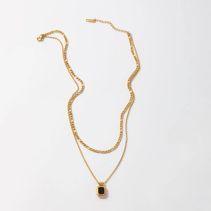 Layer Mother of Pearl &amp; Onyx Necklace