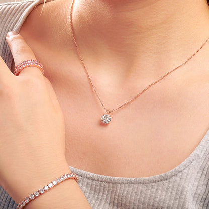 Silver necklace with stone
