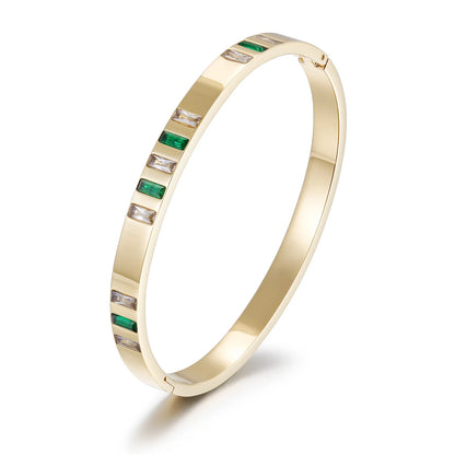 Emerald Green Stone Bangle Bracelet