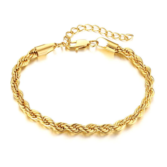 Gold and silver plated rope chain bracelet