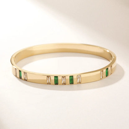 Emerald Green Stone Bangle Bracelet