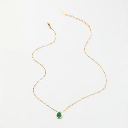 Green Water Drop Pendant Necklace
