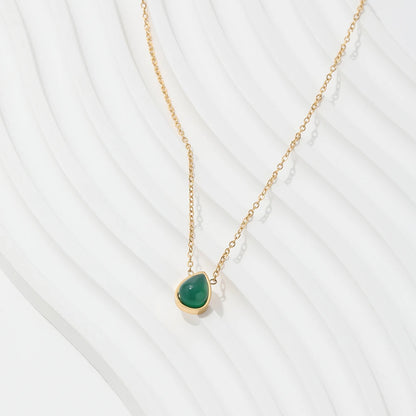 Green Water Drop Pendant Necklace