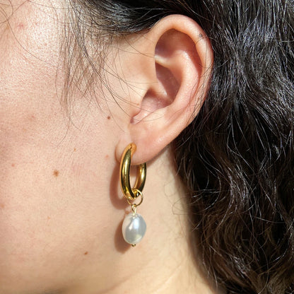 Pearl Hoop Earrings