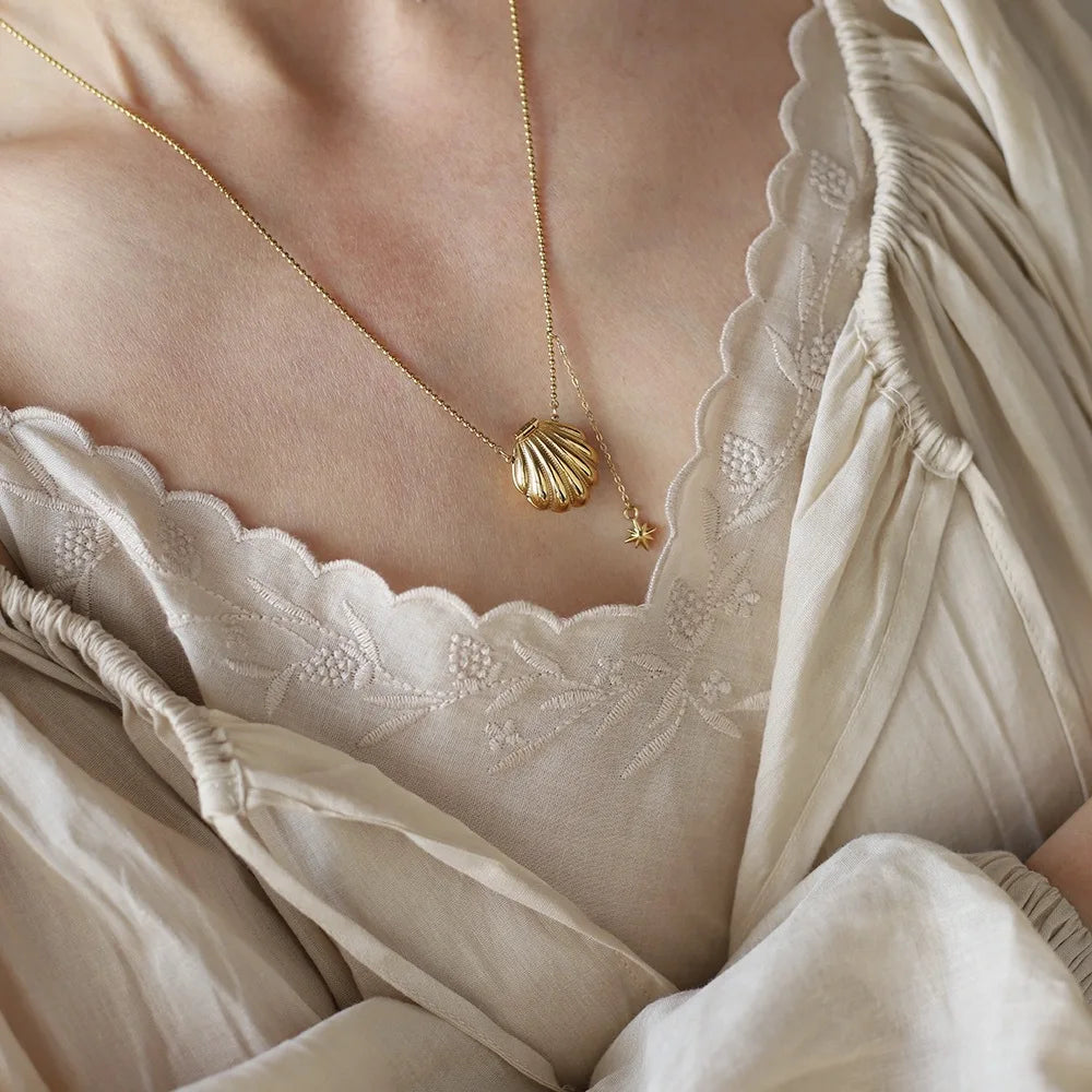 Inspired Shell &amp; Pearl Tassel Necklace