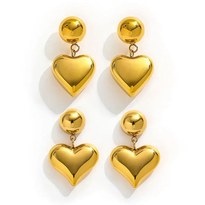 Heart Dangle Stud Earrings