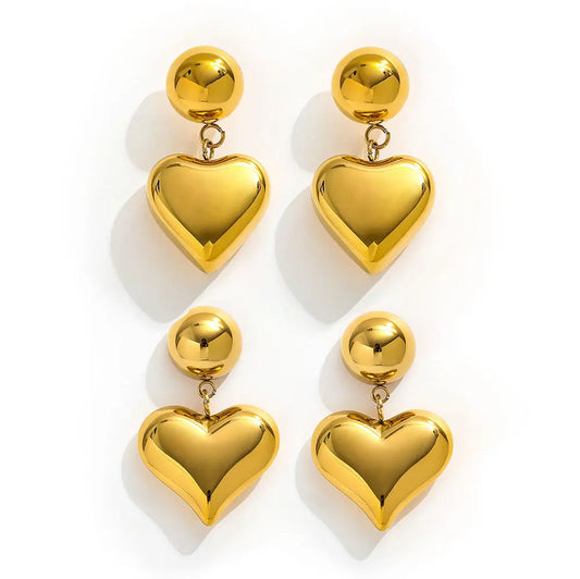Heart Dangle Stud Earrings