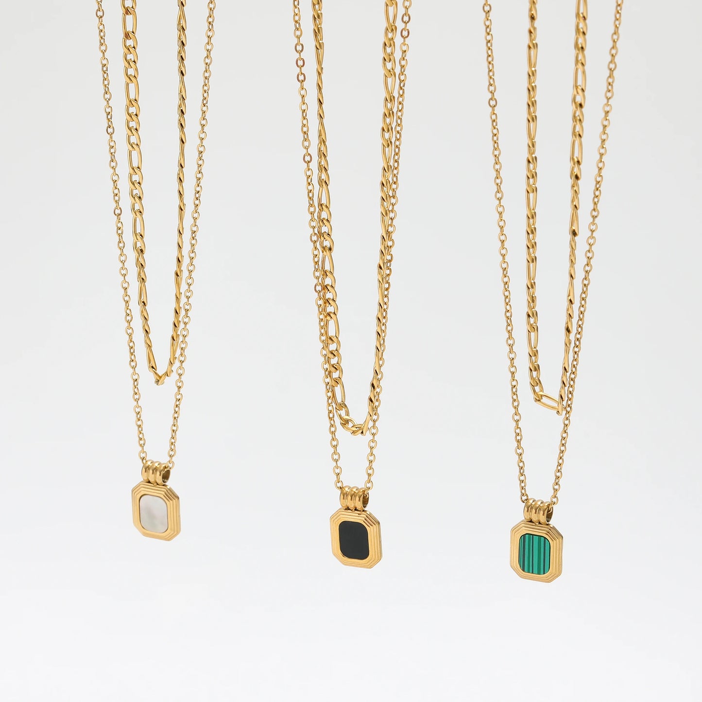 Layer Mother of Pearl &amp; Onyx Necklace