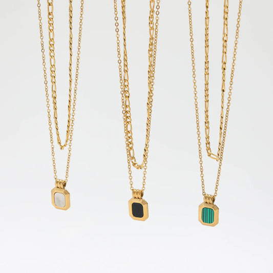 Layer Mother of Pearl &amp; Onyx Necklace