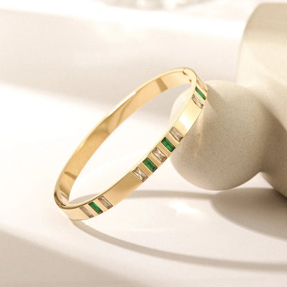 Emerald Green Stone Bangle Bracelet